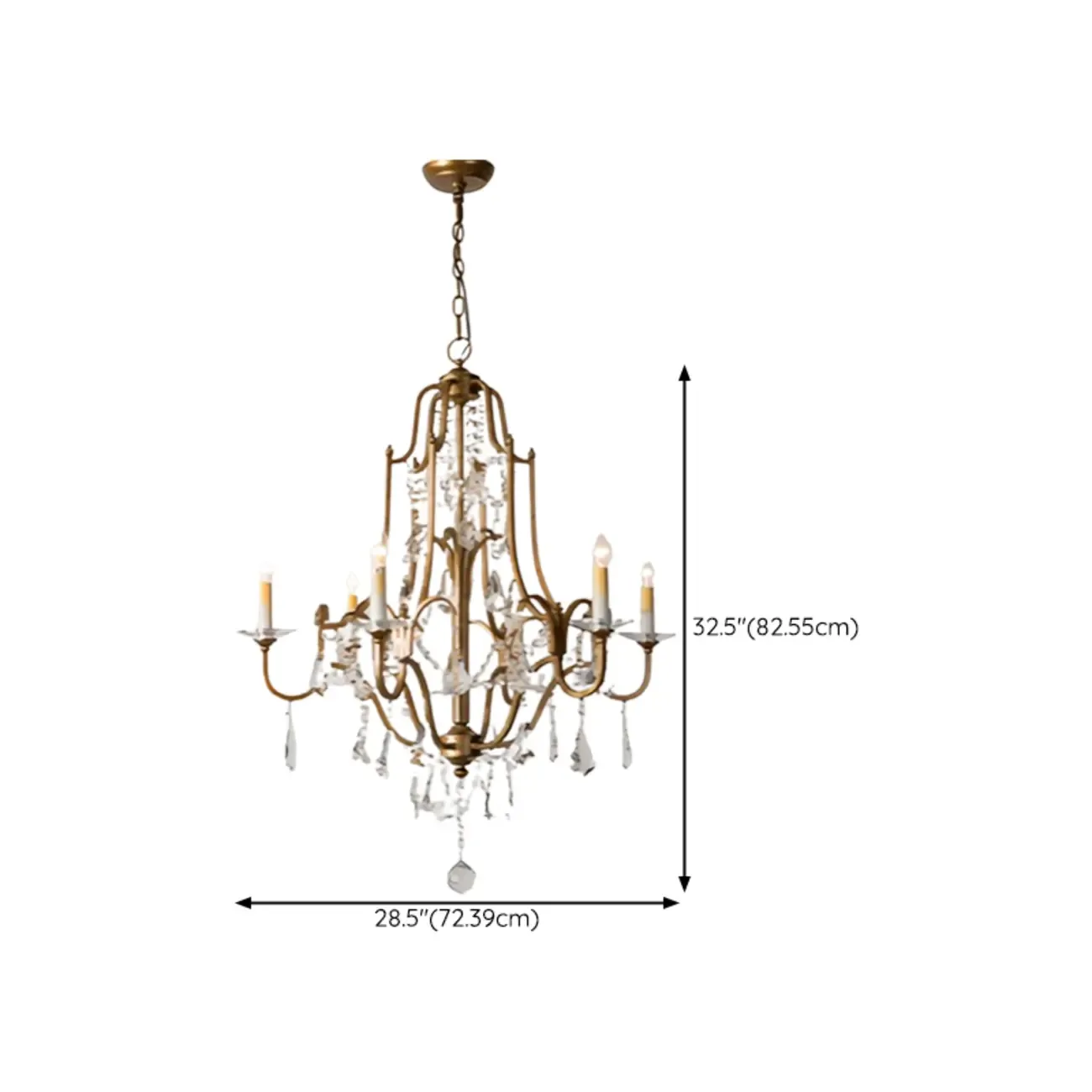 Traditional Gold Vintage Candelabra Chandelier with Crystal Image - 10