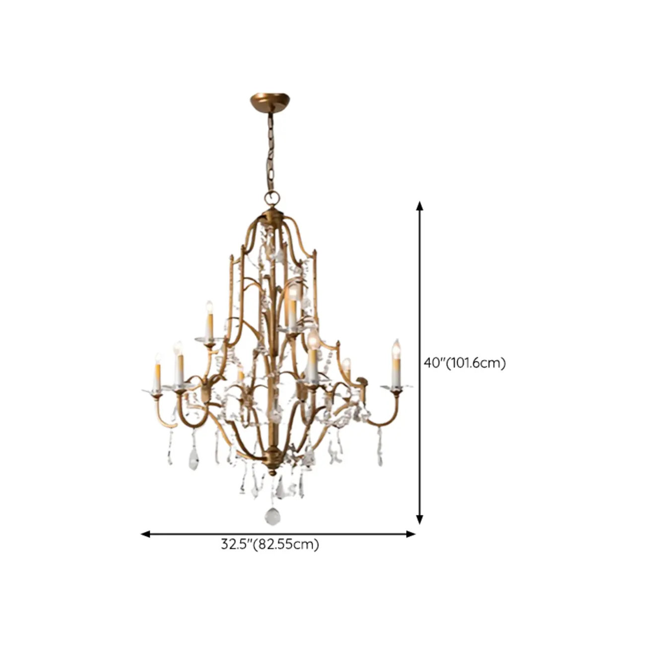 Traditional Gold Vintage Candelabra Chandelier with Crystal Image - 11 | homeyfad