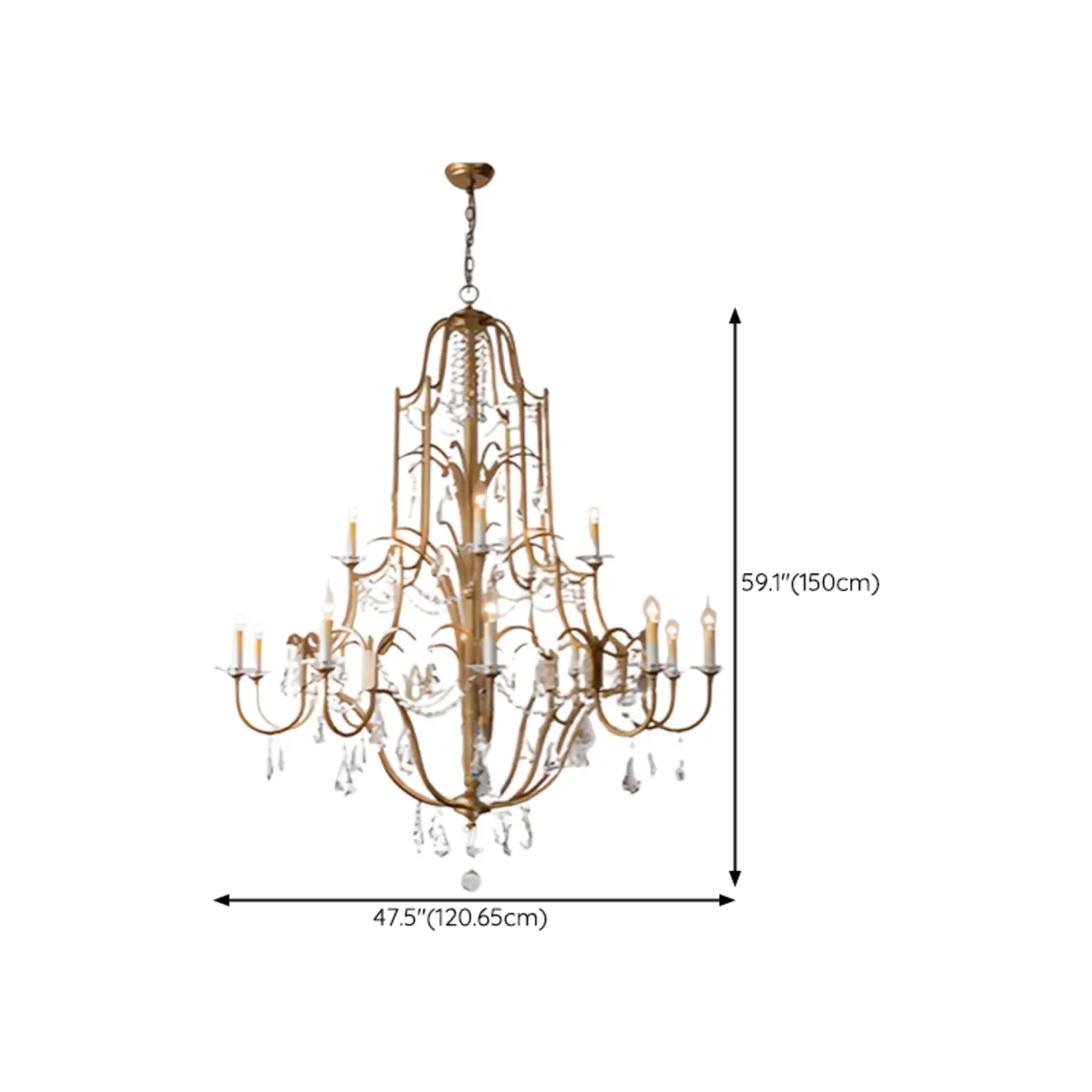 Traditional Gold Vintage Candelabra Chandelier with Crystal Image - 12 | homeyfad