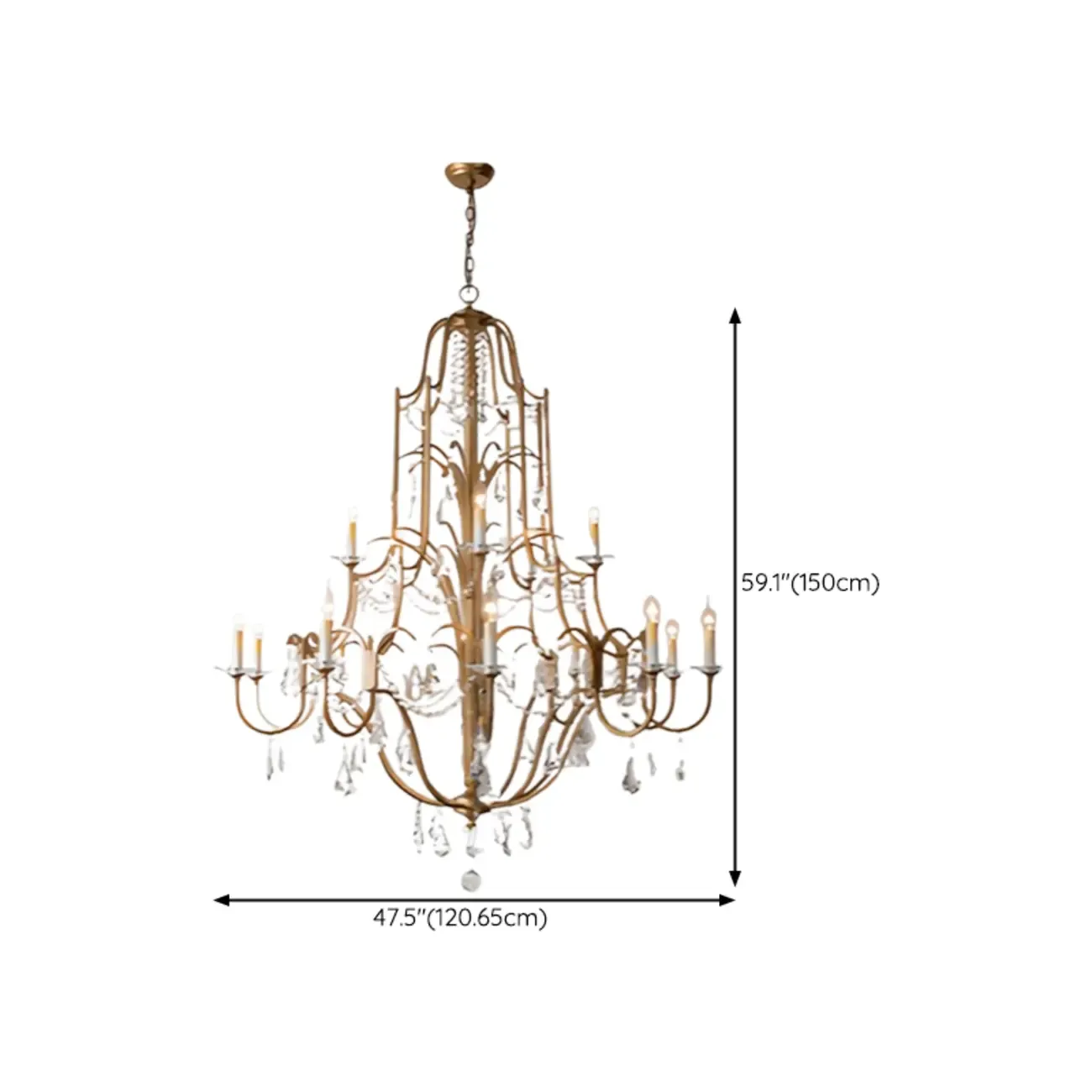 Traditional Gold Vintage Candelabra Chandelier with Crystal Image - 12