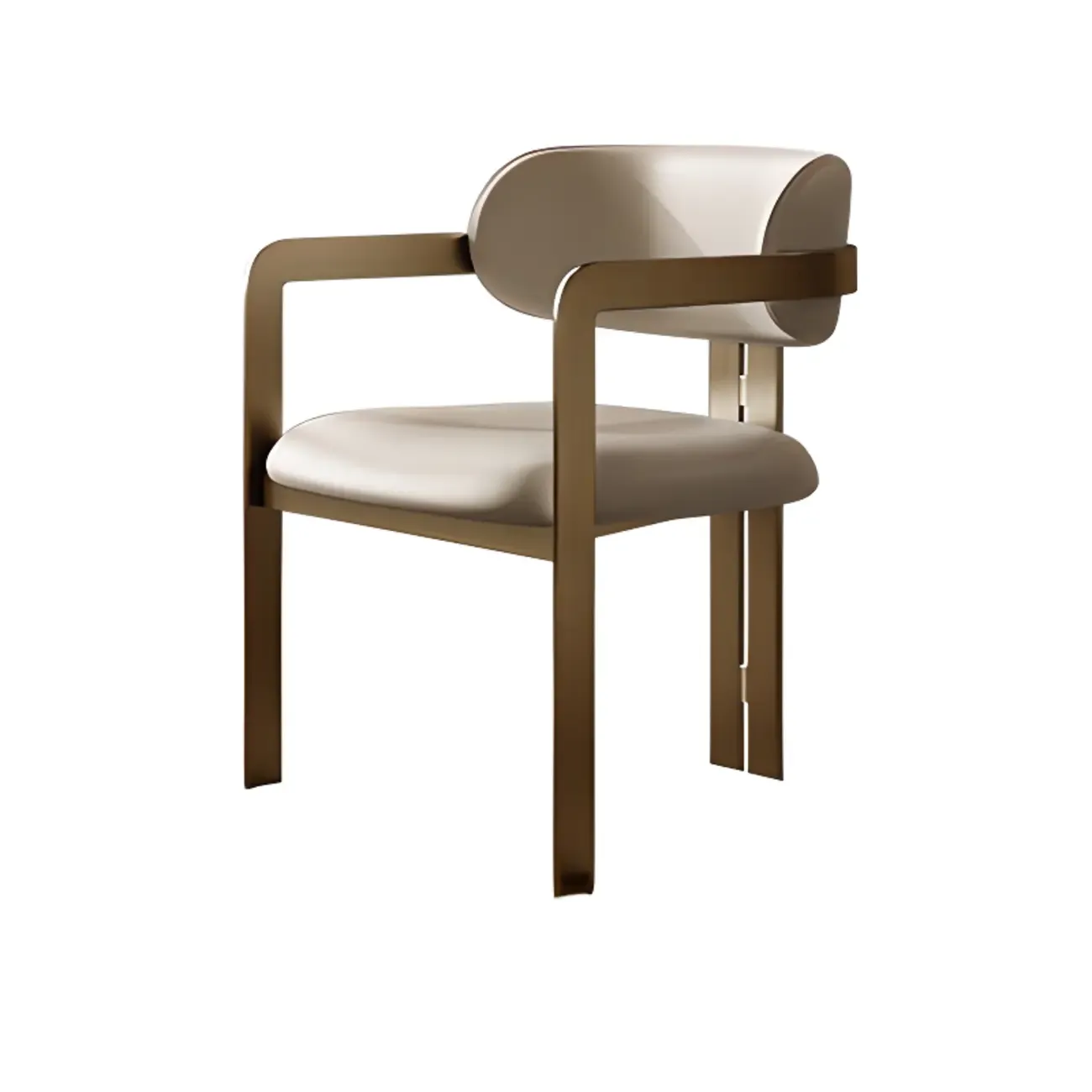Modern Faux Leather Arm Dining Chair with Alloy Legs Image - 7