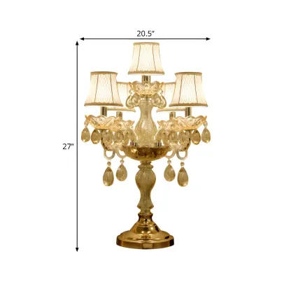 Vintage Gold Classic Crystal Candlestick Table Lamp Image - 9