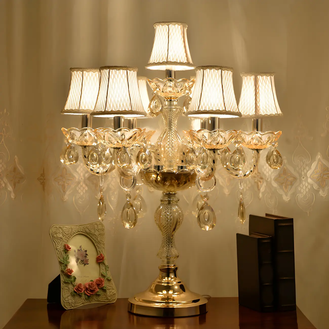 Luxury Gold Multi-Light Crystal Candelabra Table Lamp | homeyfad