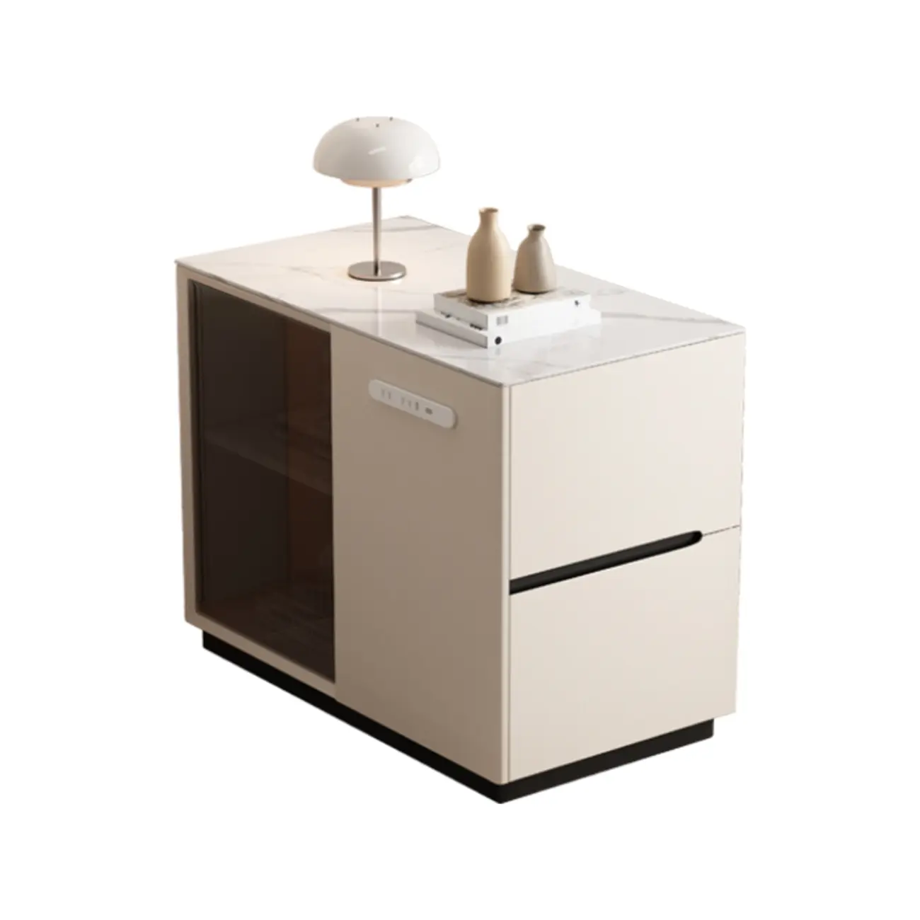 Mobile Rectangular Plastic Top End Table with Storage Drawers Image - 13 | homeyfad