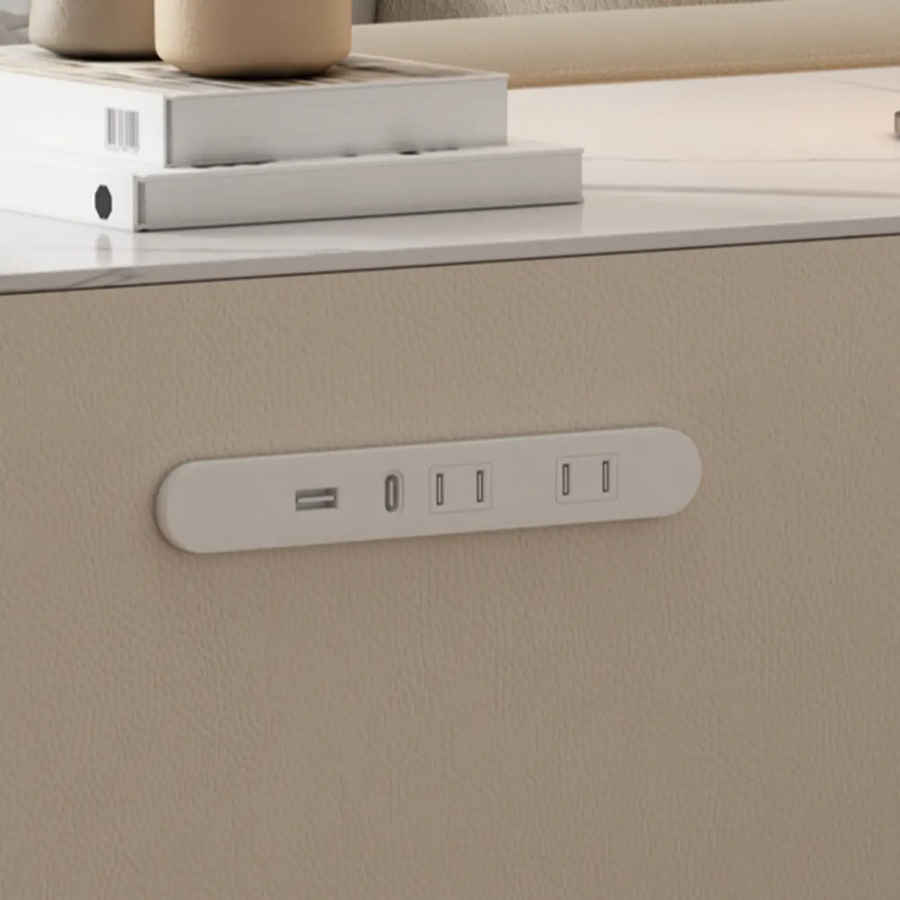 Mobile Rectangular Plastic Top End Table with Storage Drawers Image - 9 | homeyfad