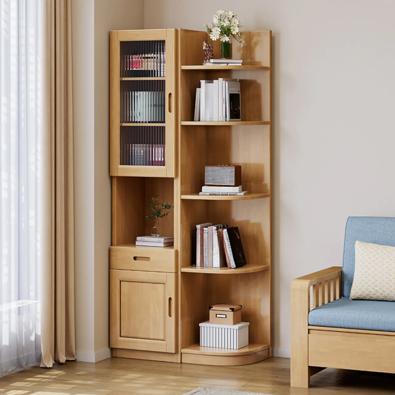 Modern Brown Wooden Utility Cabinet for Living Room Image - 4 | homeyfad