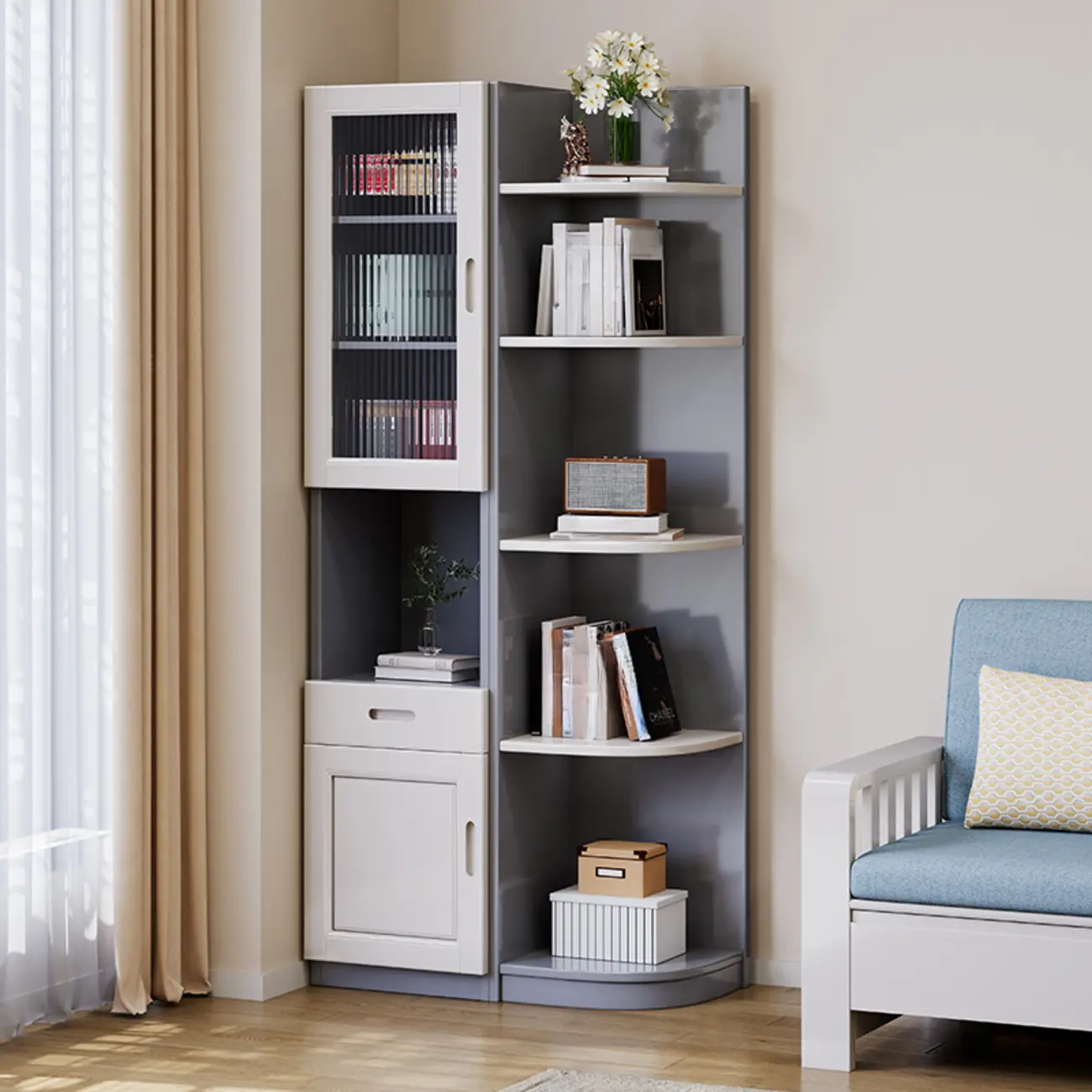 Modern Brown Wooden Utility Cabinet for Living Room Image - 7 | homeyfad