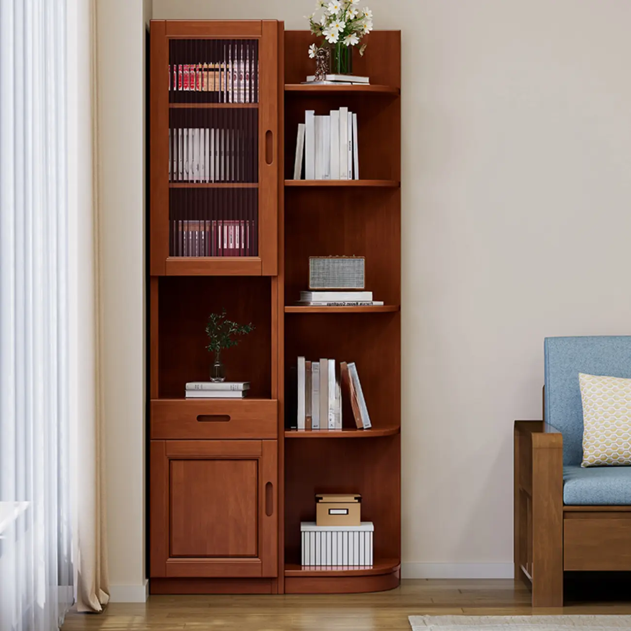 Modern Brown Wooden Utility Cabinet for Living Room Image - 8 | homeyfad