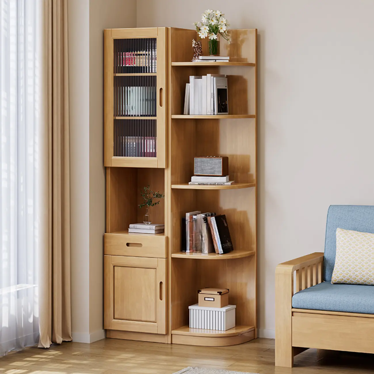 Modern Brown Wooden Utility Cabinet for Living Room Image - 9 | homeyfad