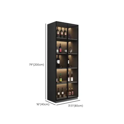 Contemporary Black Wood Glass Tall Display Storage Cabinet Image - 15