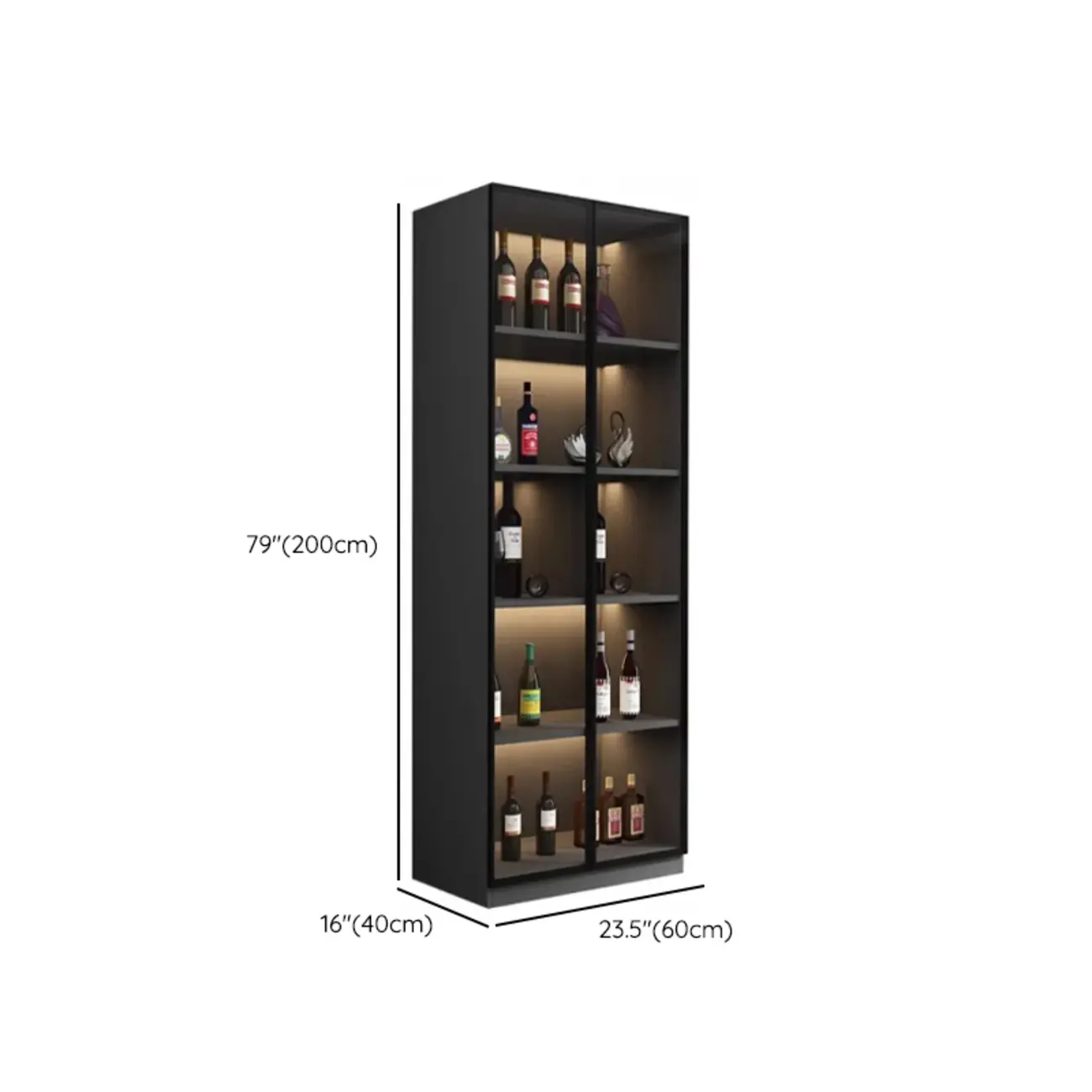 Contemporary Black Wood Glass Tall Display Storage Cabinet Image - 16 | homeyfad