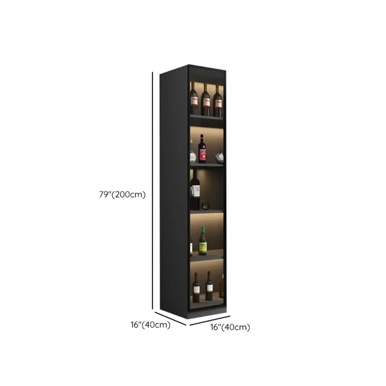 Contemporary Black Wood Glass Tall Display Storage Cabinet Image - 17