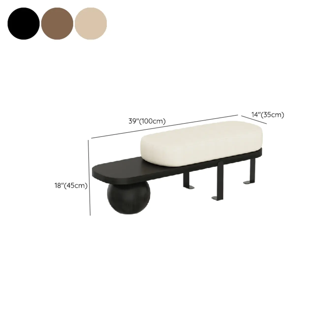 Modern Wooden Upholstered Beige Bench with Cream Cushion Image - 19 | homeyfad