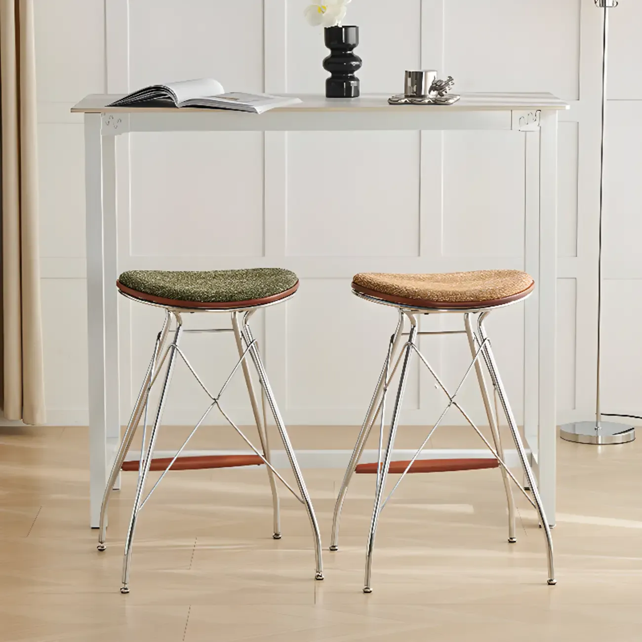 Adjustable Metal Frame Knitting Cushion Backless Bar Stool Image - 1