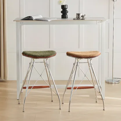 Adjustable Metal Frame Knitting Cushion Backless Bar Stool Image - 1