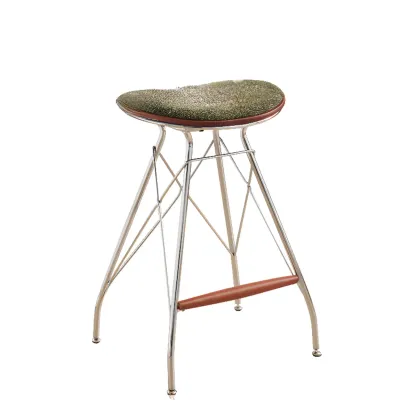 Adjustable Metal Frame Knitting Cushion Backless Bar Stool Image - 11