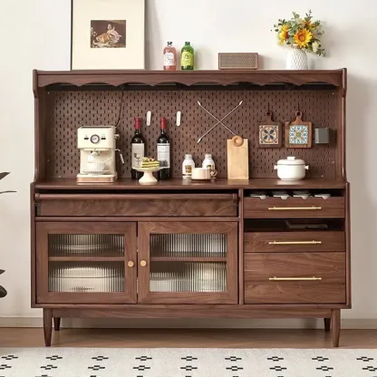 Lighting Wooden 3-Drawer Pegboard Back Brown Sideboard Image - 1