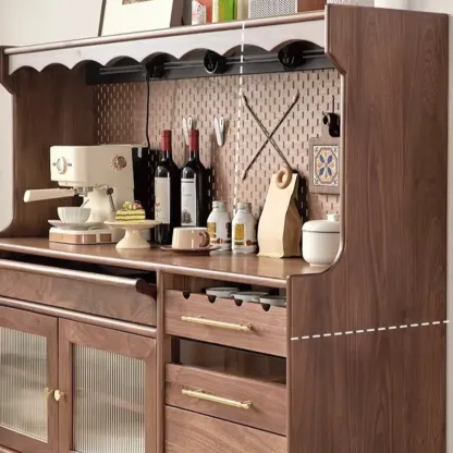 Lighting Wooden 3-Drawer Pegboard Back Brown Sideboard Image - 7