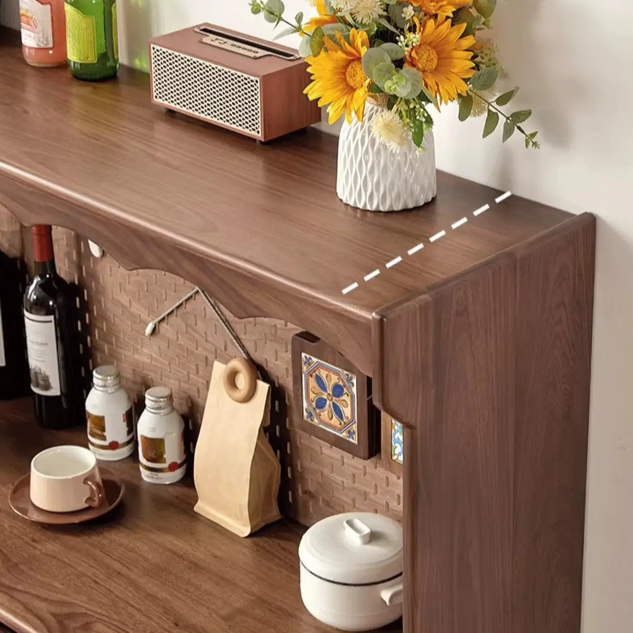 Lighting Wooden 3-Drawer Pegboard Back Brown Sideboard Image - 8 | homeyfad