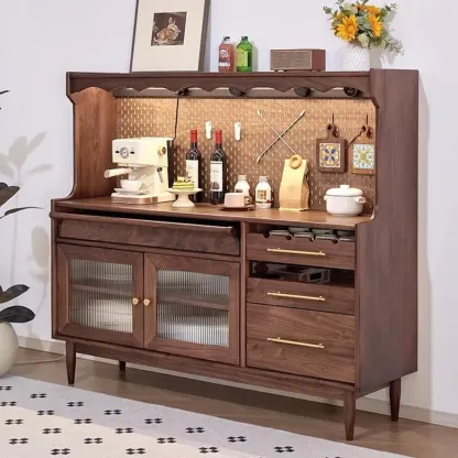 Lighting Wooden 3-Drawer Pegboard Back Brown Sideboard Image - 2