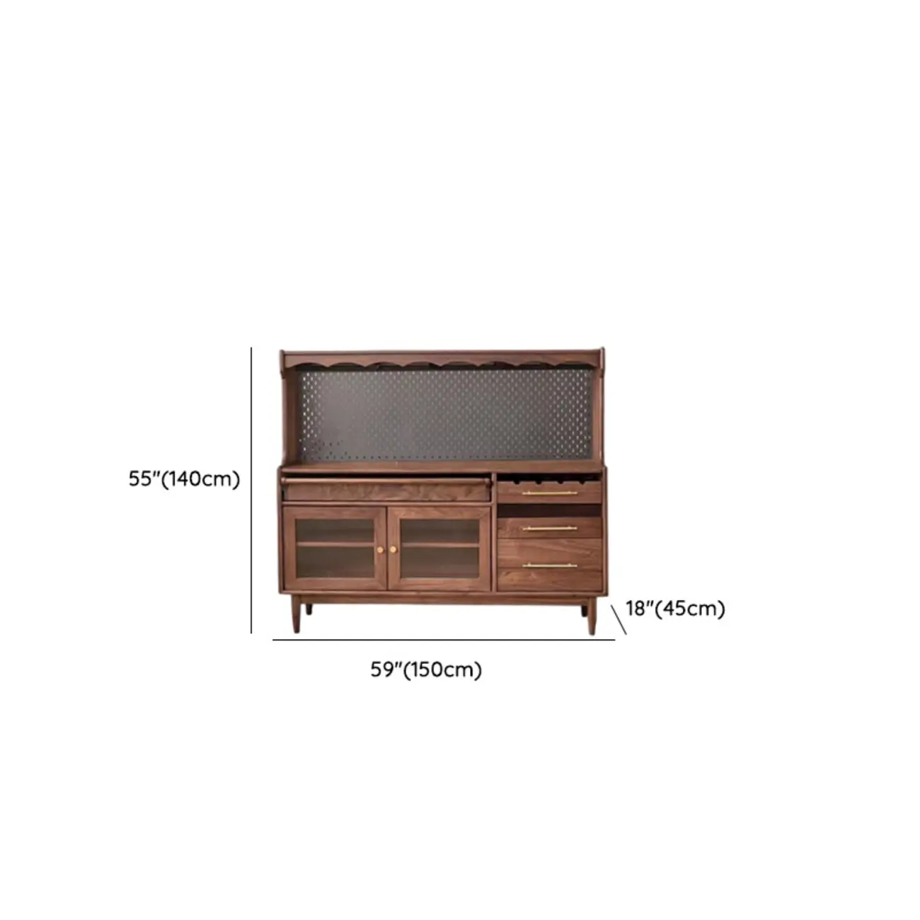 Lighting Wooden 3-Drawer Pegboard Back Brown Sideboard Image - 12 | homeyfad