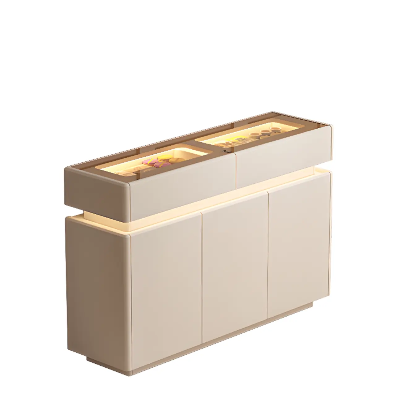 LED Light Wooden Glass Black Sideboard with Drawers Shelves Image - 10 | homeyfad