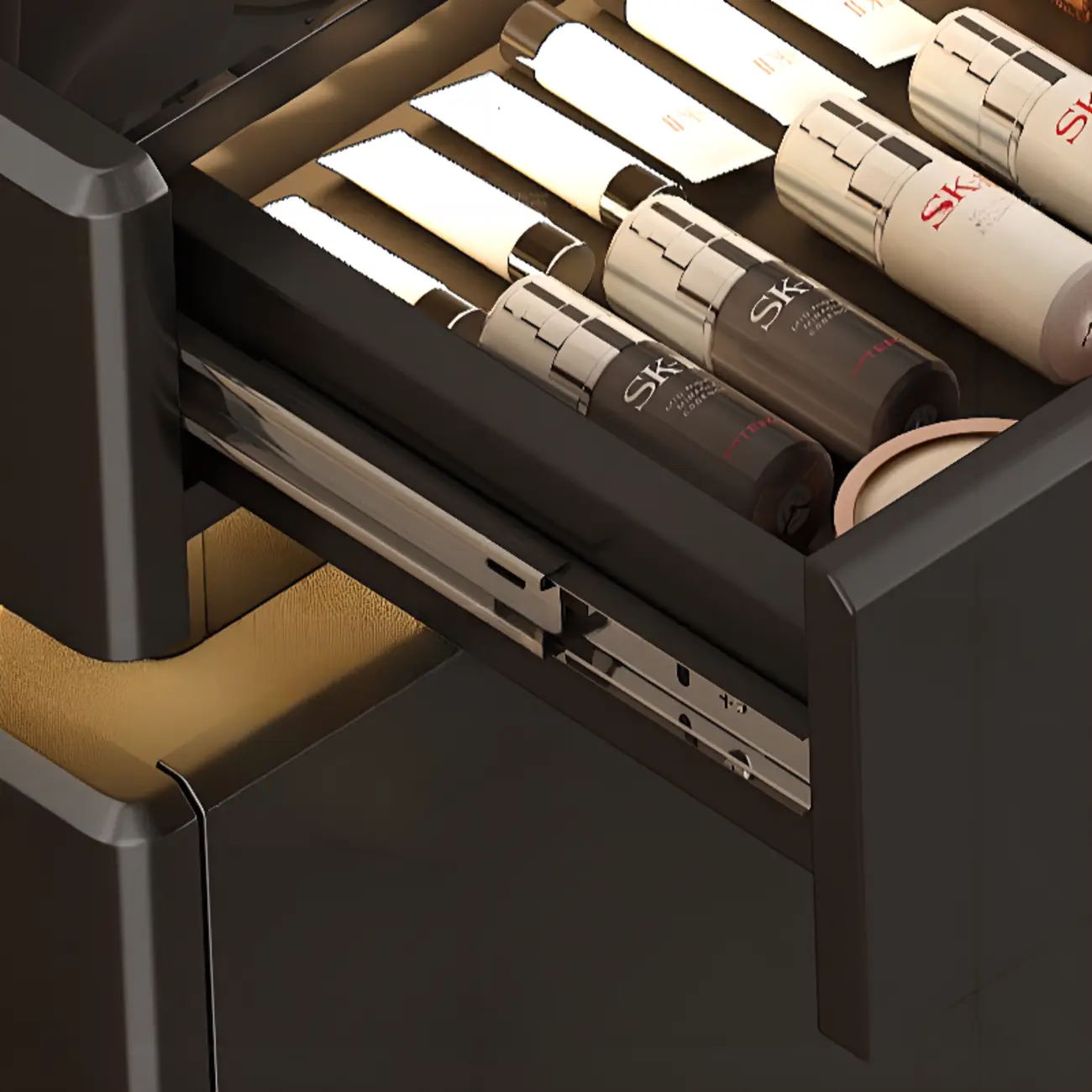 LED Light Wooden Glass Black Sideboard with Drawers Shelves Image - 13 | homeyfad