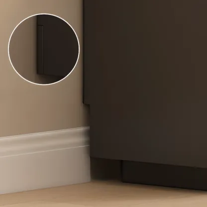 LED Light Wooden Glass Black Sideboard with Drawers Shelves Image - 19