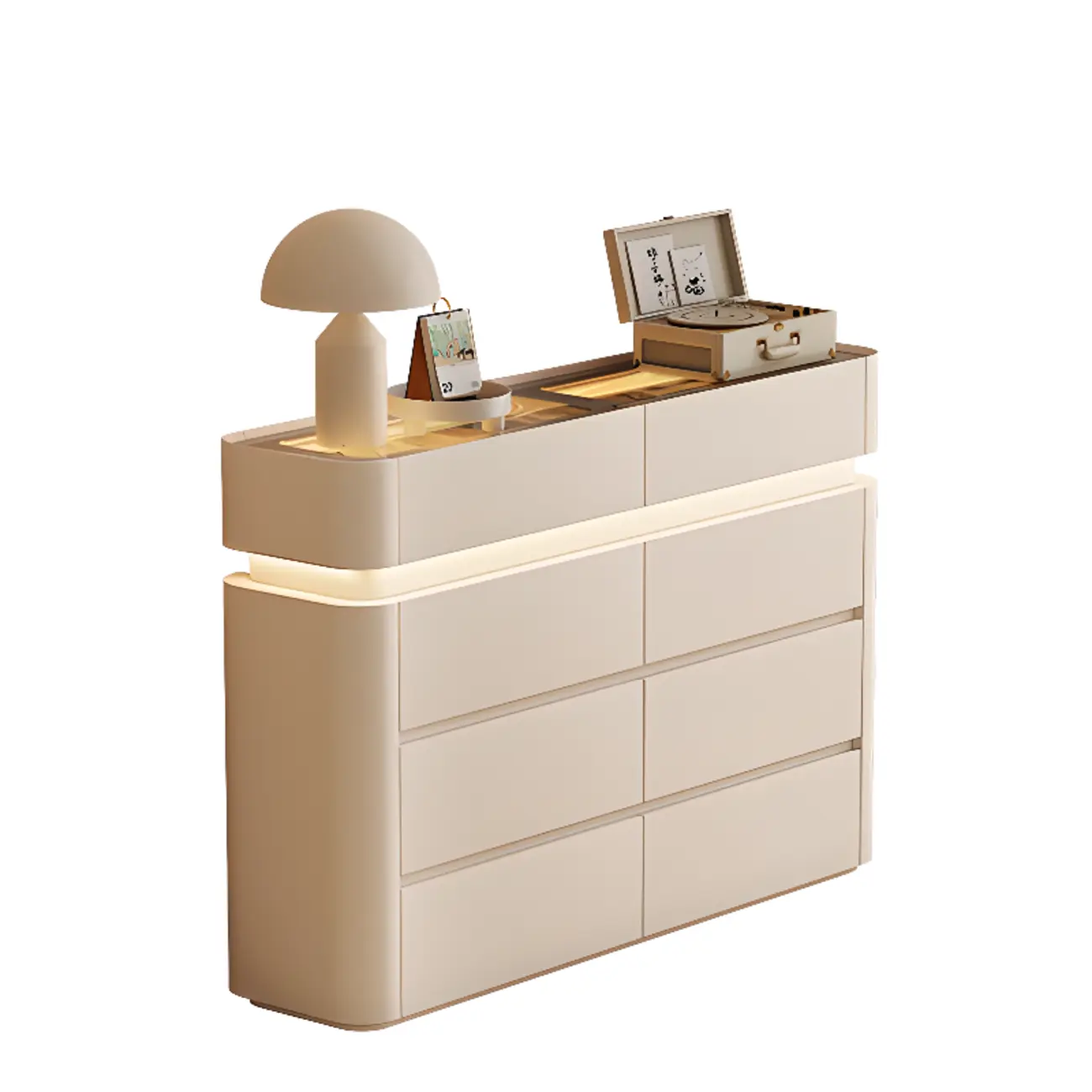 LED Light Wooden Glass Black Sideboard with Drawers Shelves Image - 20 | homeyfad