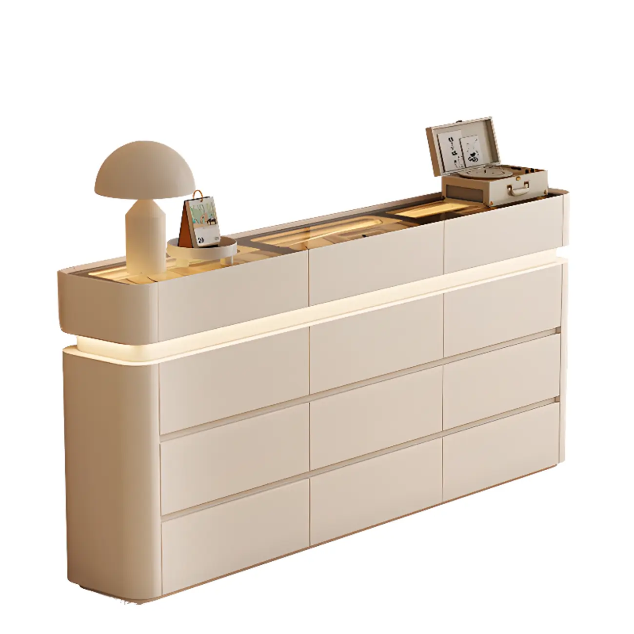 LED Light Wooden Glass Black Sideboard with Drawers Shelves Image - 22 | homeyfad