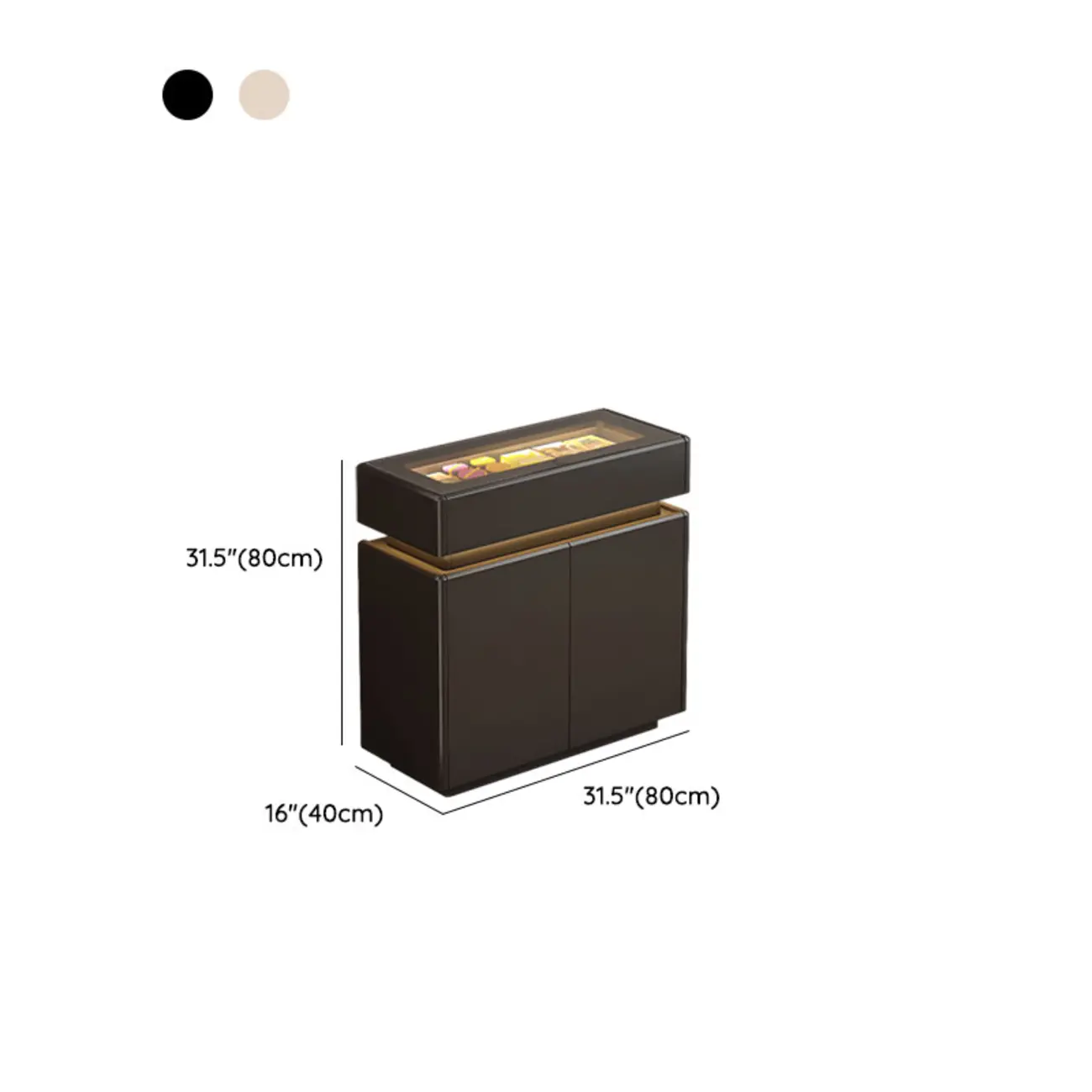 LED Light Wooden Glass Black Sideboard with Drawers Shelves #size | homeyfad