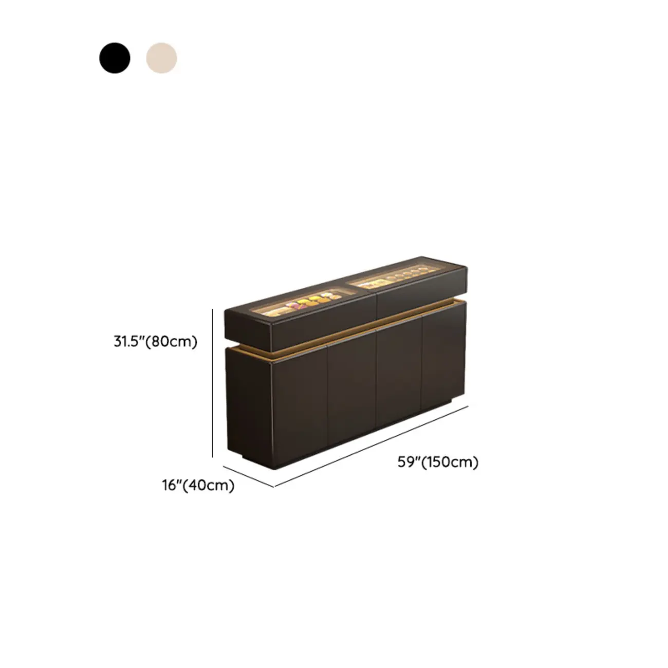 LED Light Wooden Glass Black Sideboard with Drawers Shelves Image - 25 | homeyfad