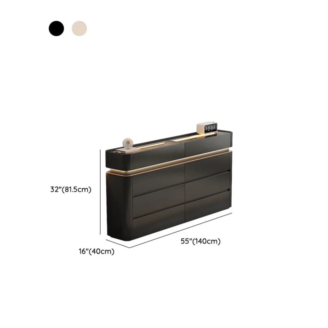 LED Light Wooden Glass Black Sideboard with Drawers Shelves Image - 28 | homeyfad