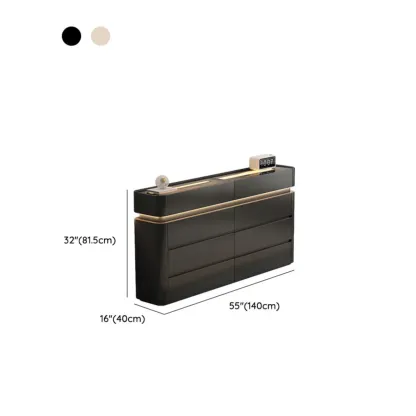 LED Light Wooden Glass Black Sideboard with Drawers Shelves Image - 28