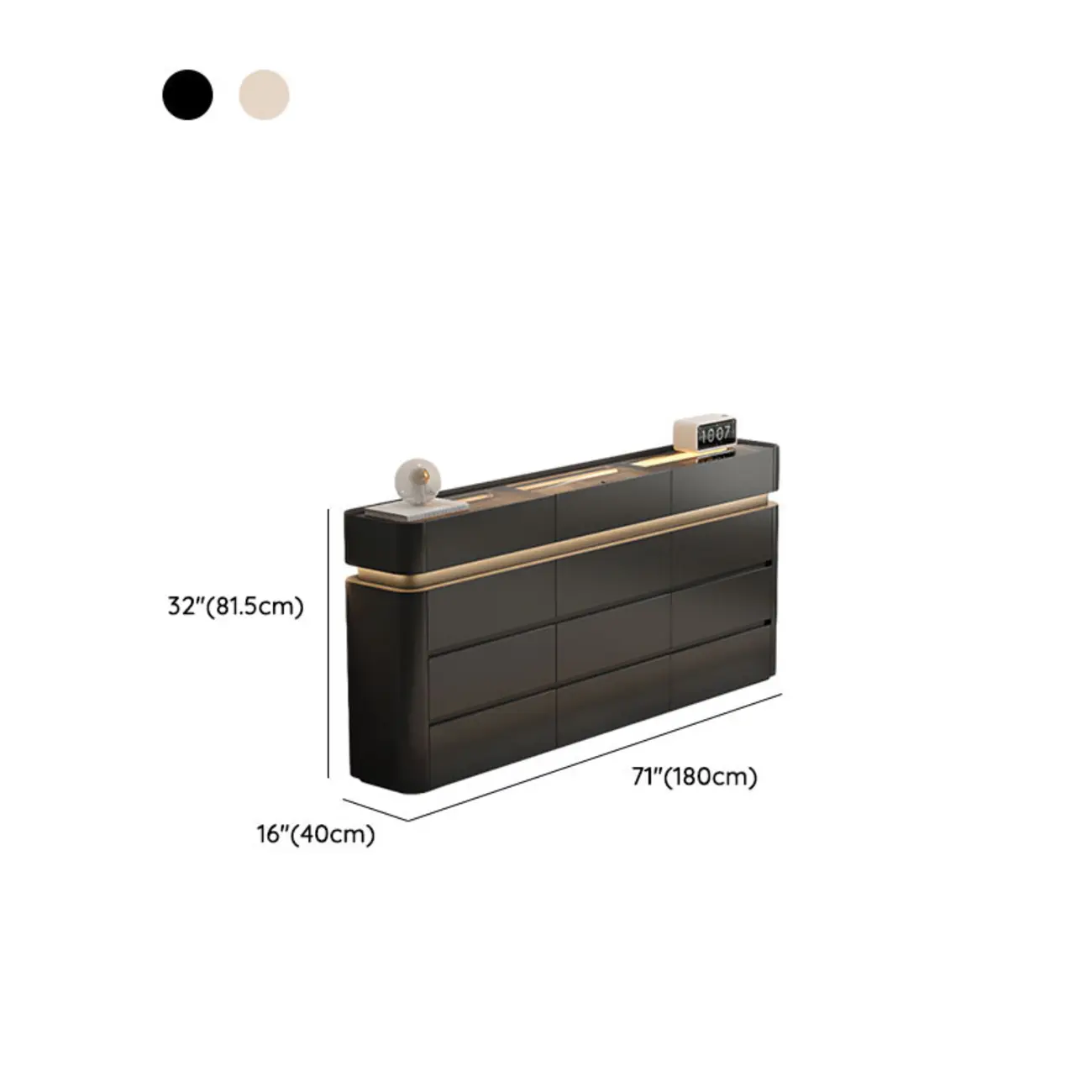 LED Light Wooden Glass Black Sideboard with Drawers Shelves Image - 30 | homeyfad