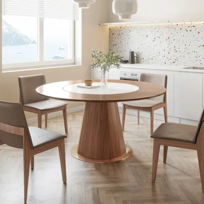 Modern Wood Round Dining Table Image - 1