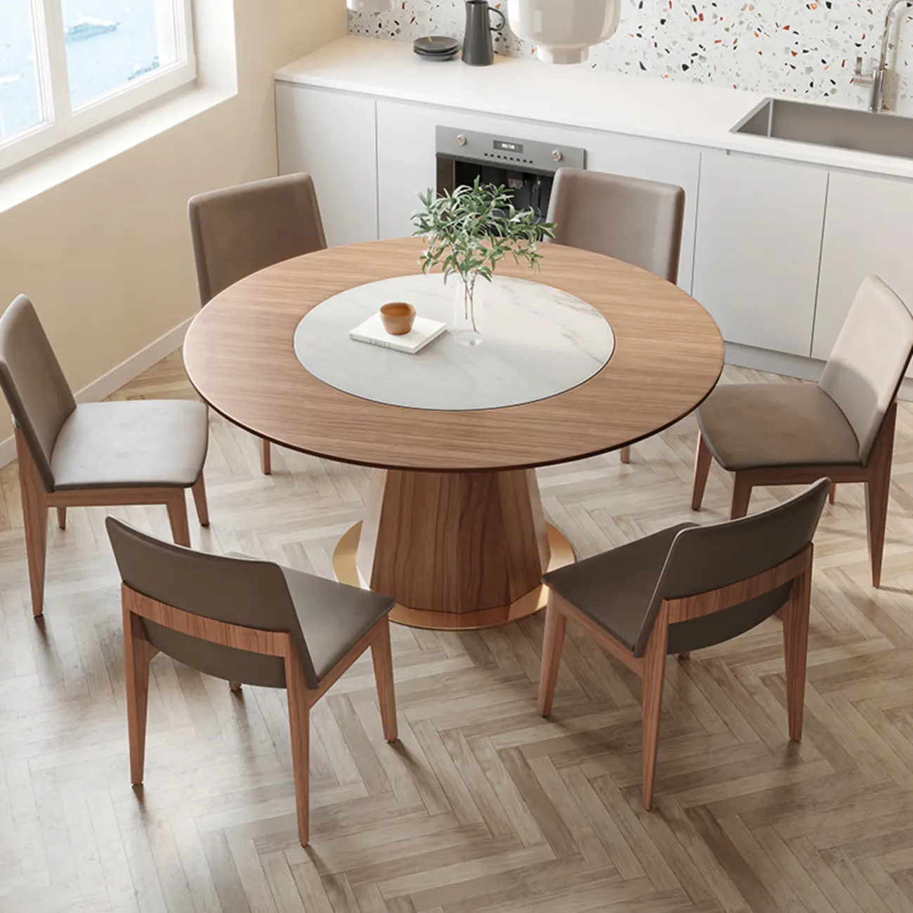 Modern Wood Round Dining Table Image - 2 | homeyfad