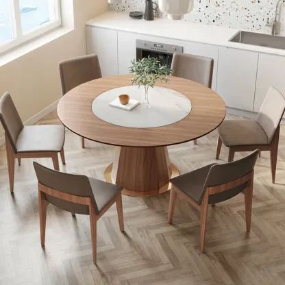 Modern Wood Round Dining Table Image - 2
