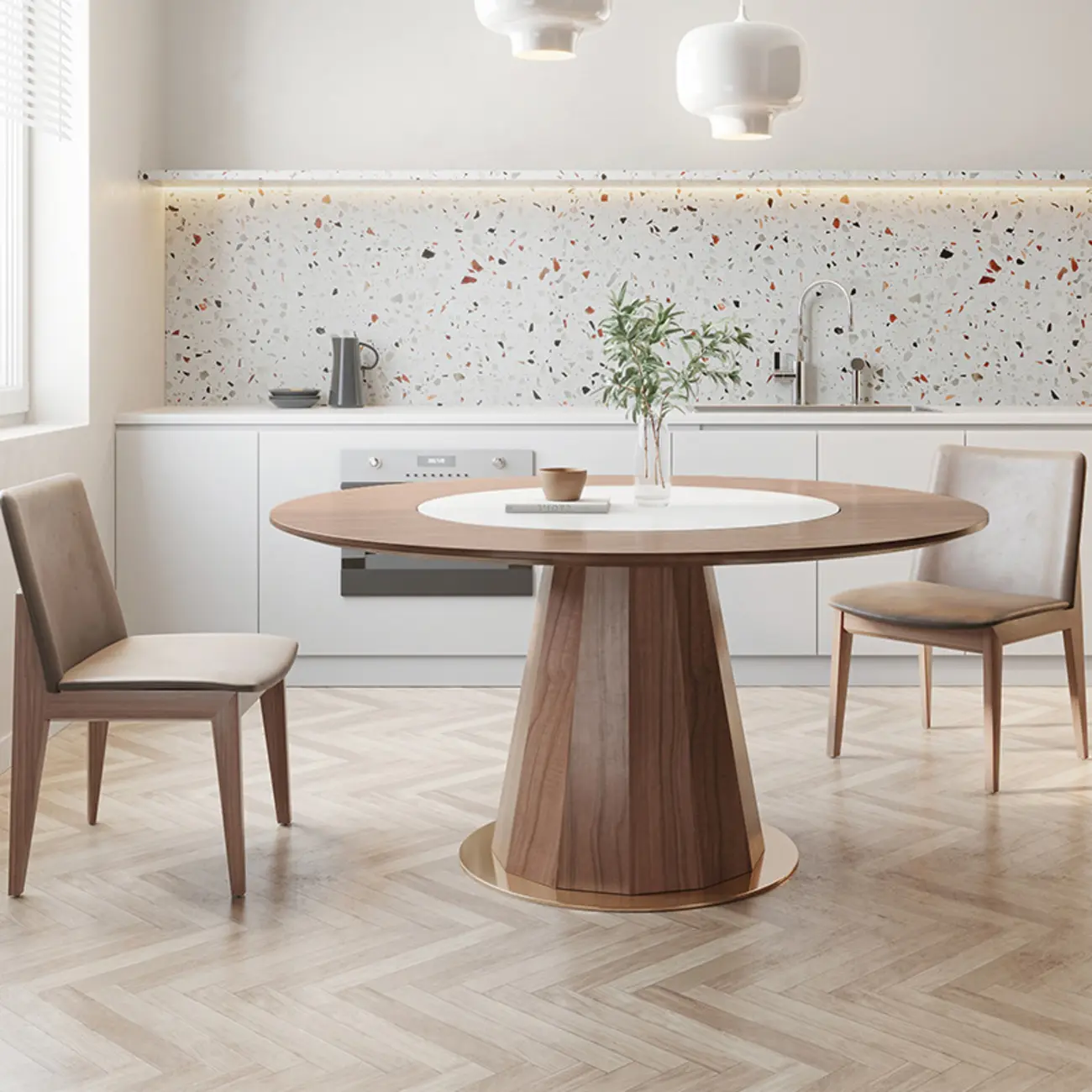 Modern Wood Round Dining Table Image - 3 | homeyfad
