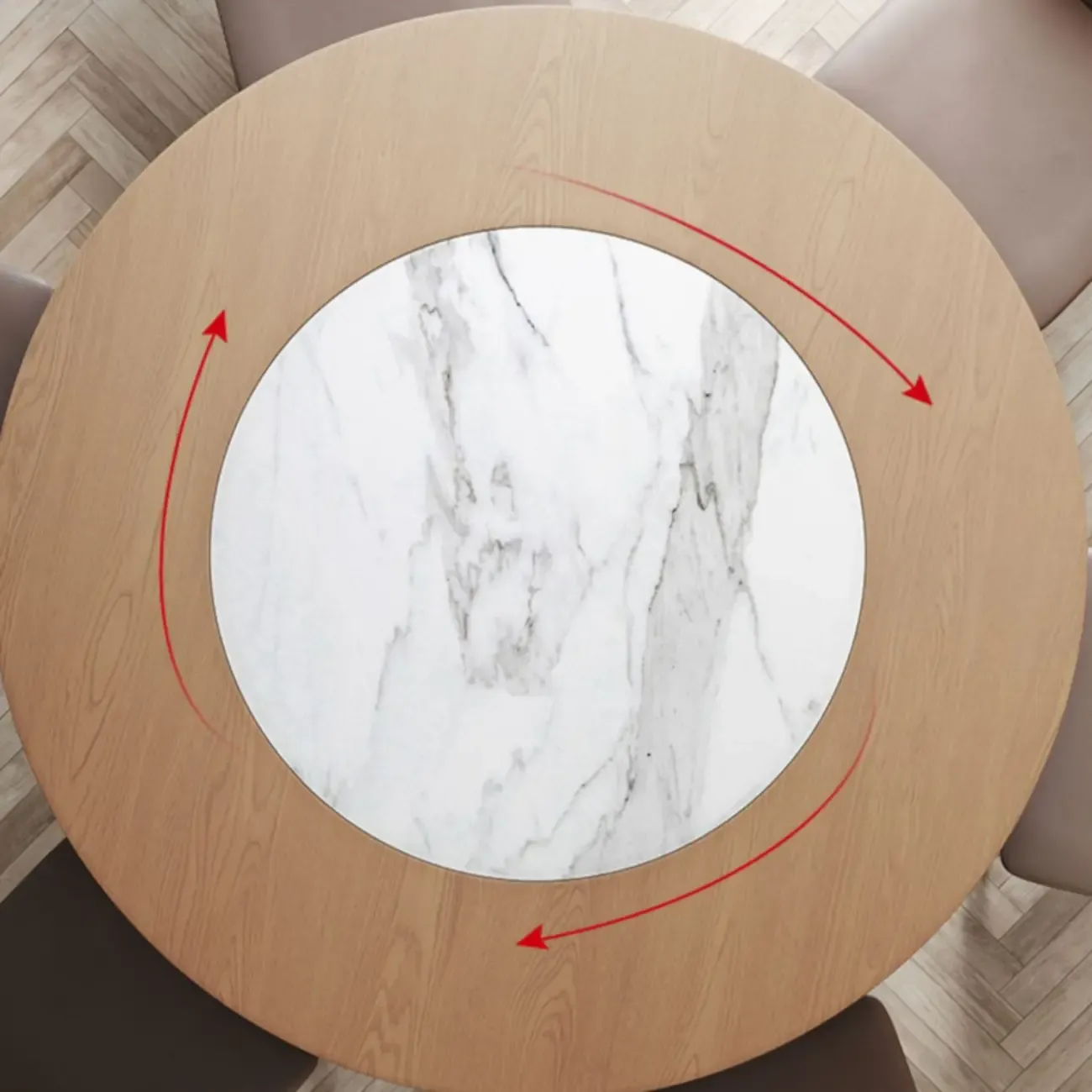 Modern Wood Round Dining Table Image - 7