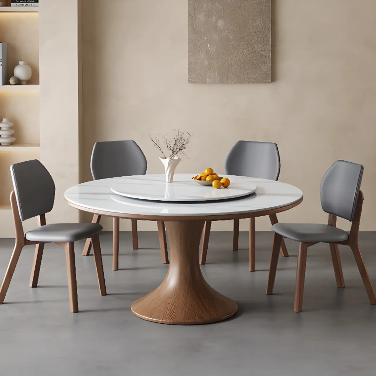 Modern White Wood Round Dining Table Image - 1 | homeyfad