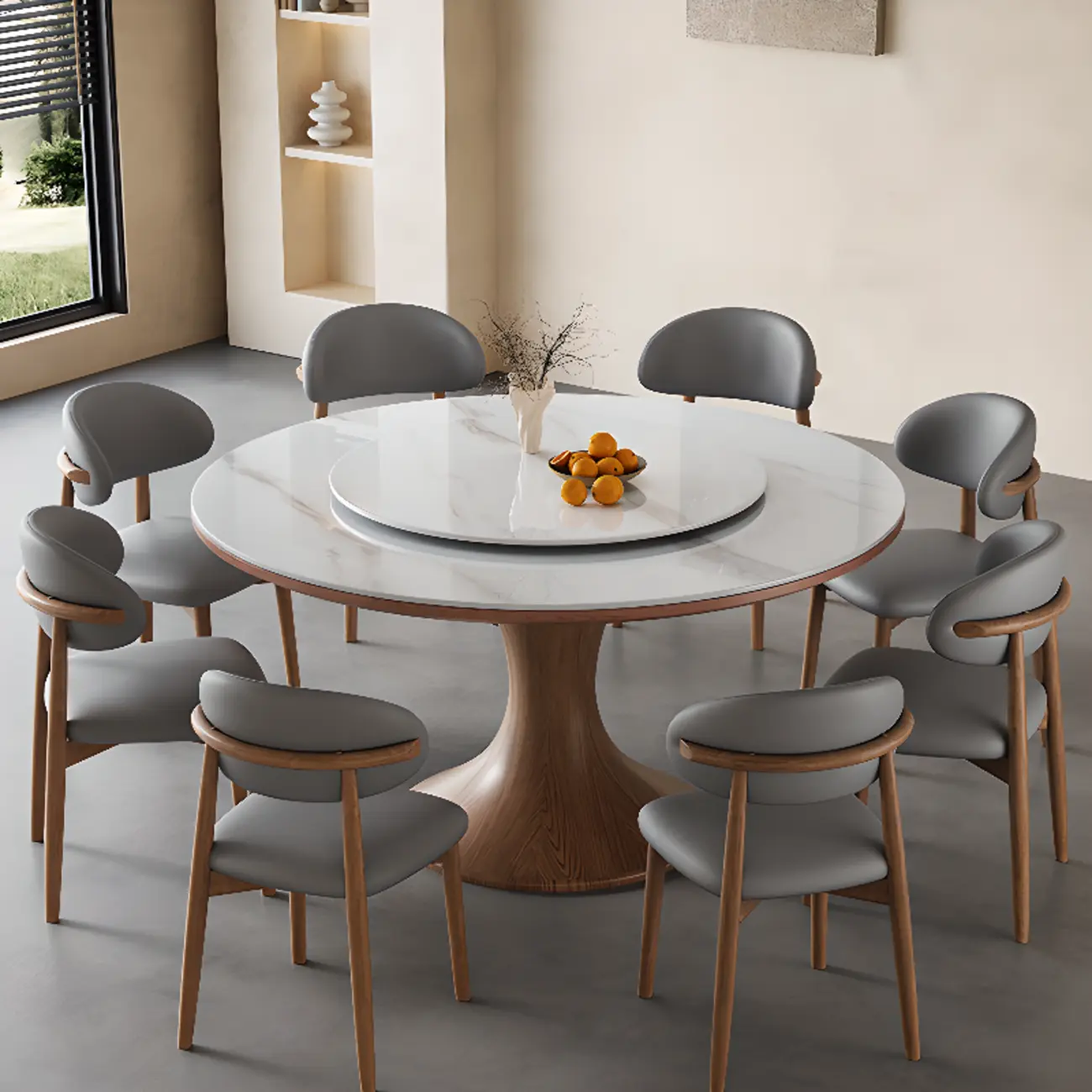 Modern White Wood Round Dining Table Image - 2 | homeyfad