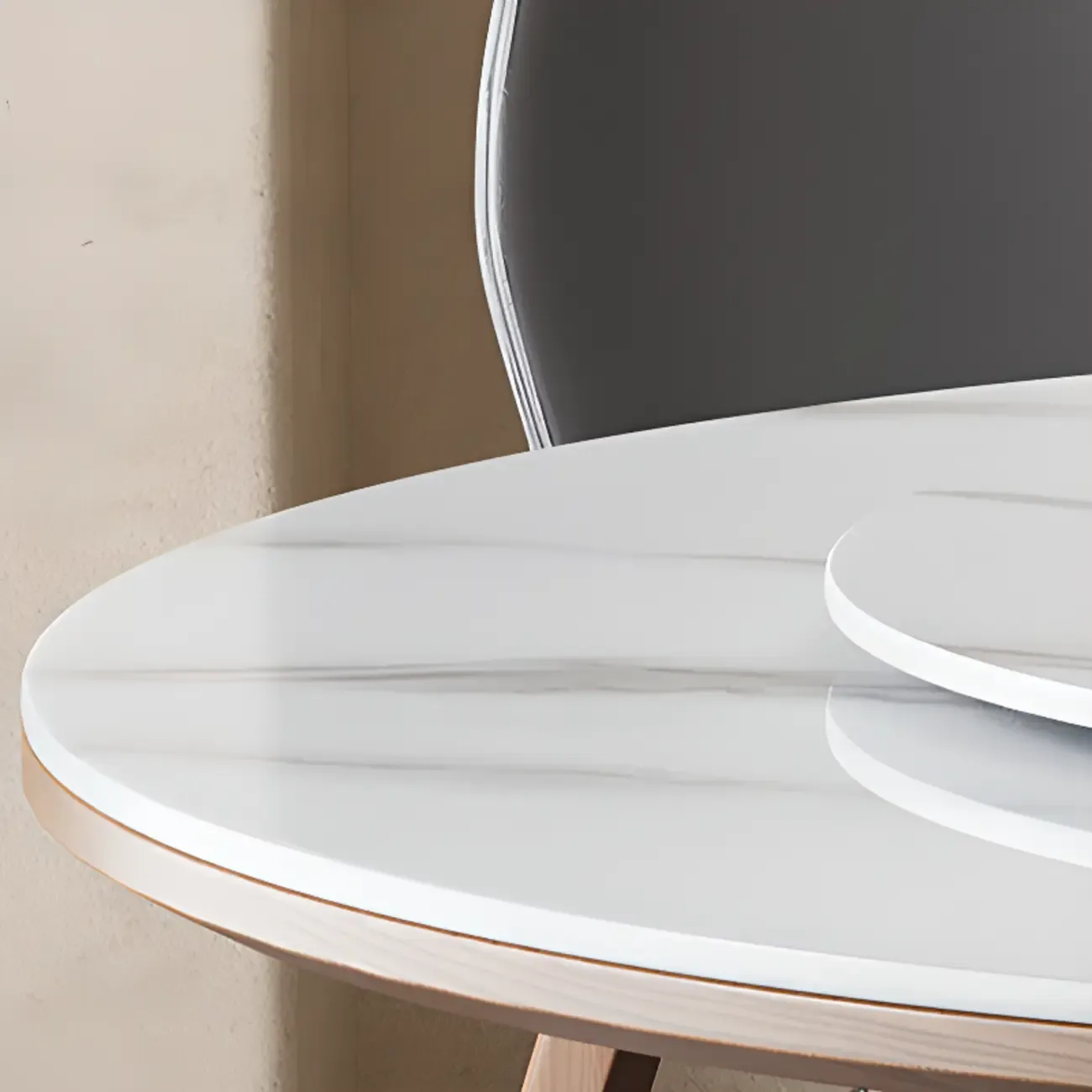 Modern White Wood Round Dining Table Image - 3