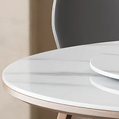 Modern White Wood Round Dining Table Image - 3