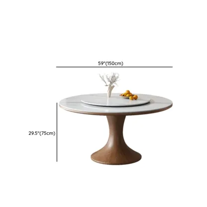 Modern White Wood Round Dining Table Image - 8