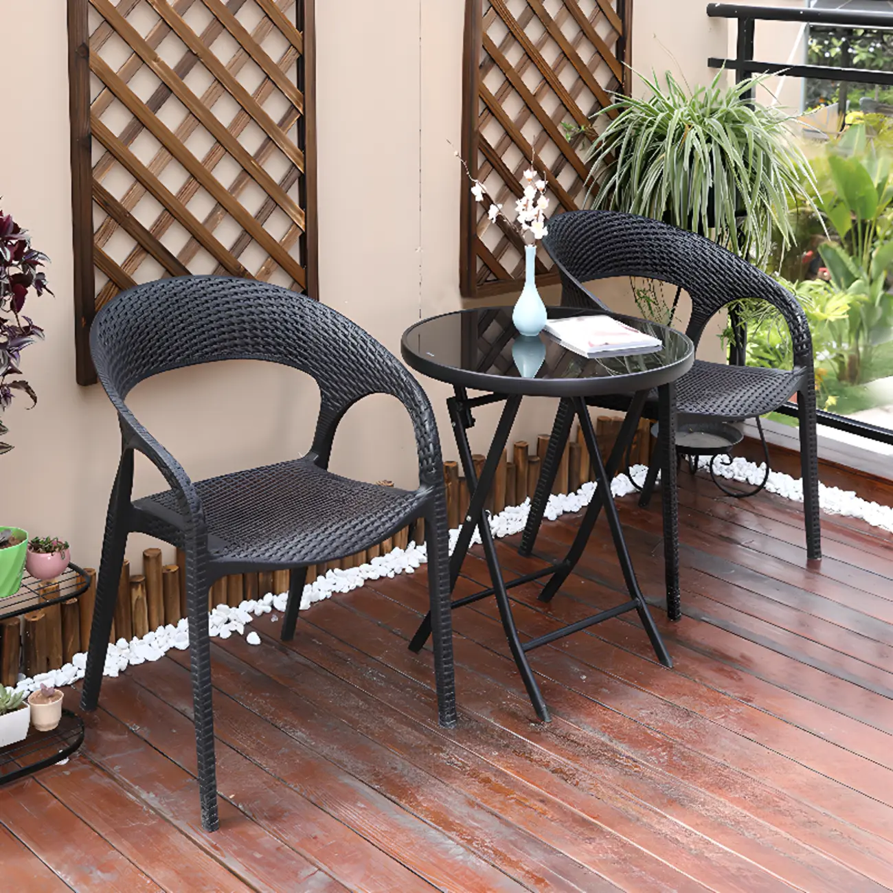 3 Piece Set UV-proof Metal Outdoor Dining Set Image - 1 | homeyfad
