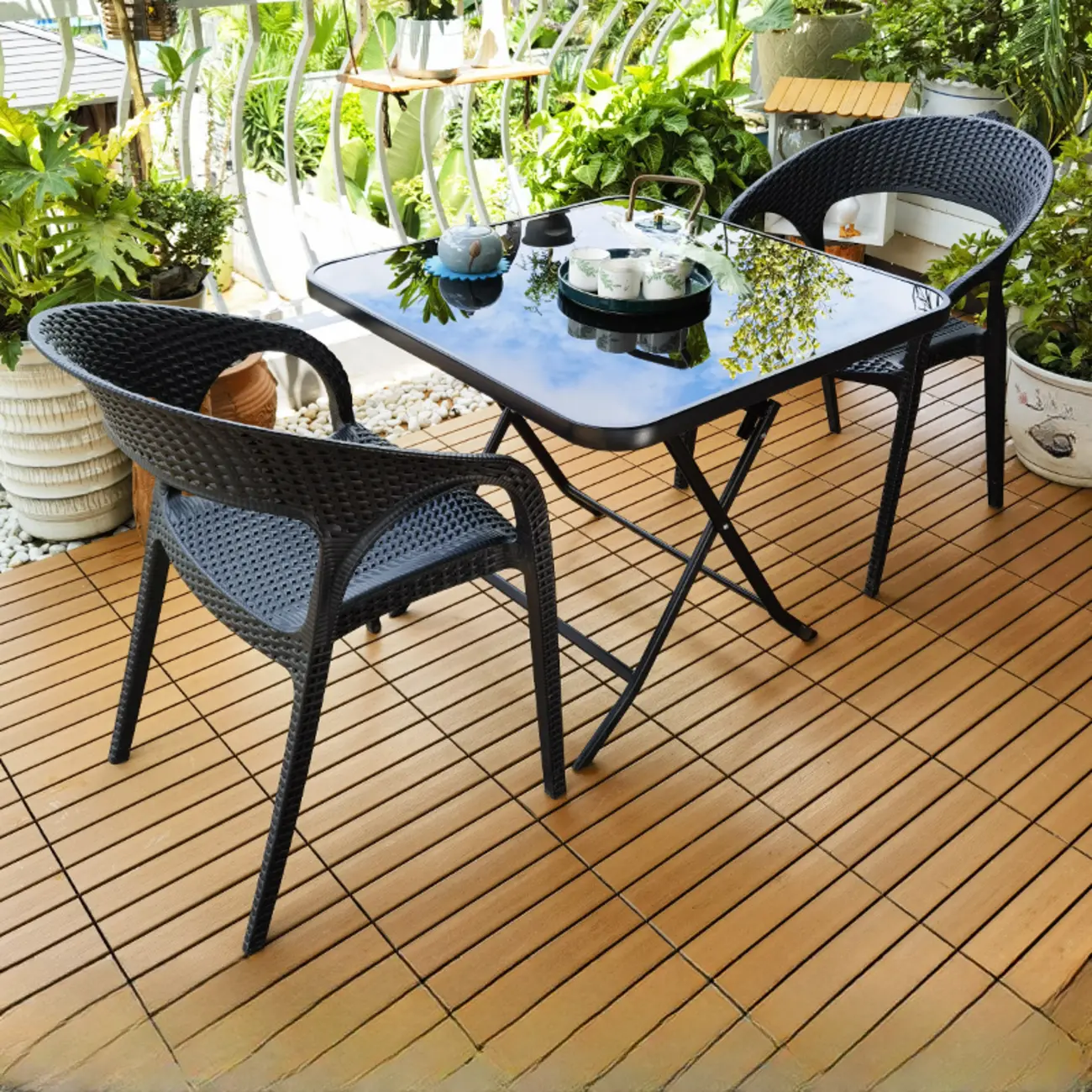 3 Piece Set UV-proof Metal Outdoor Dining Set Image - 2 | homeyfad