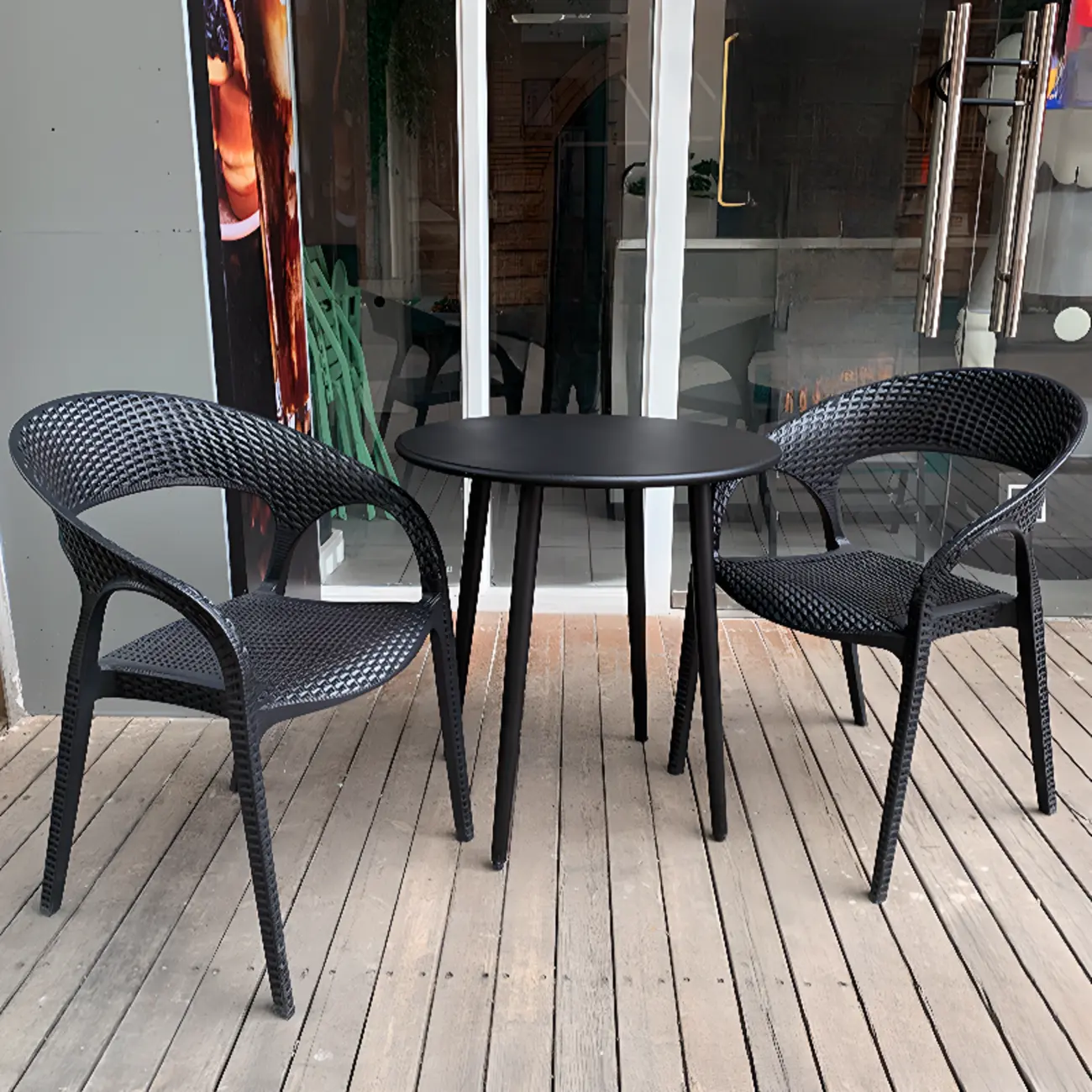 3 Piece Set UV-proof Metal Outdoor Dining Set Image - 3 | homeyfad