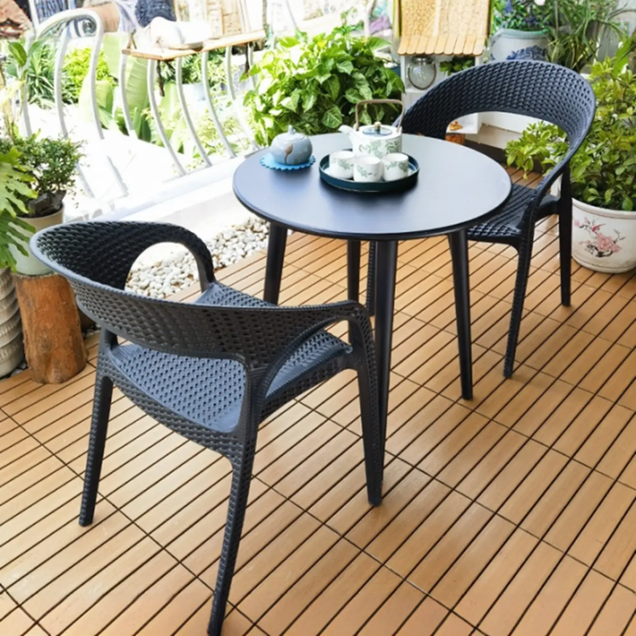 3 Piece Set UV-proof Metal Outdoor Dining Set Image - 4 | homeyfad