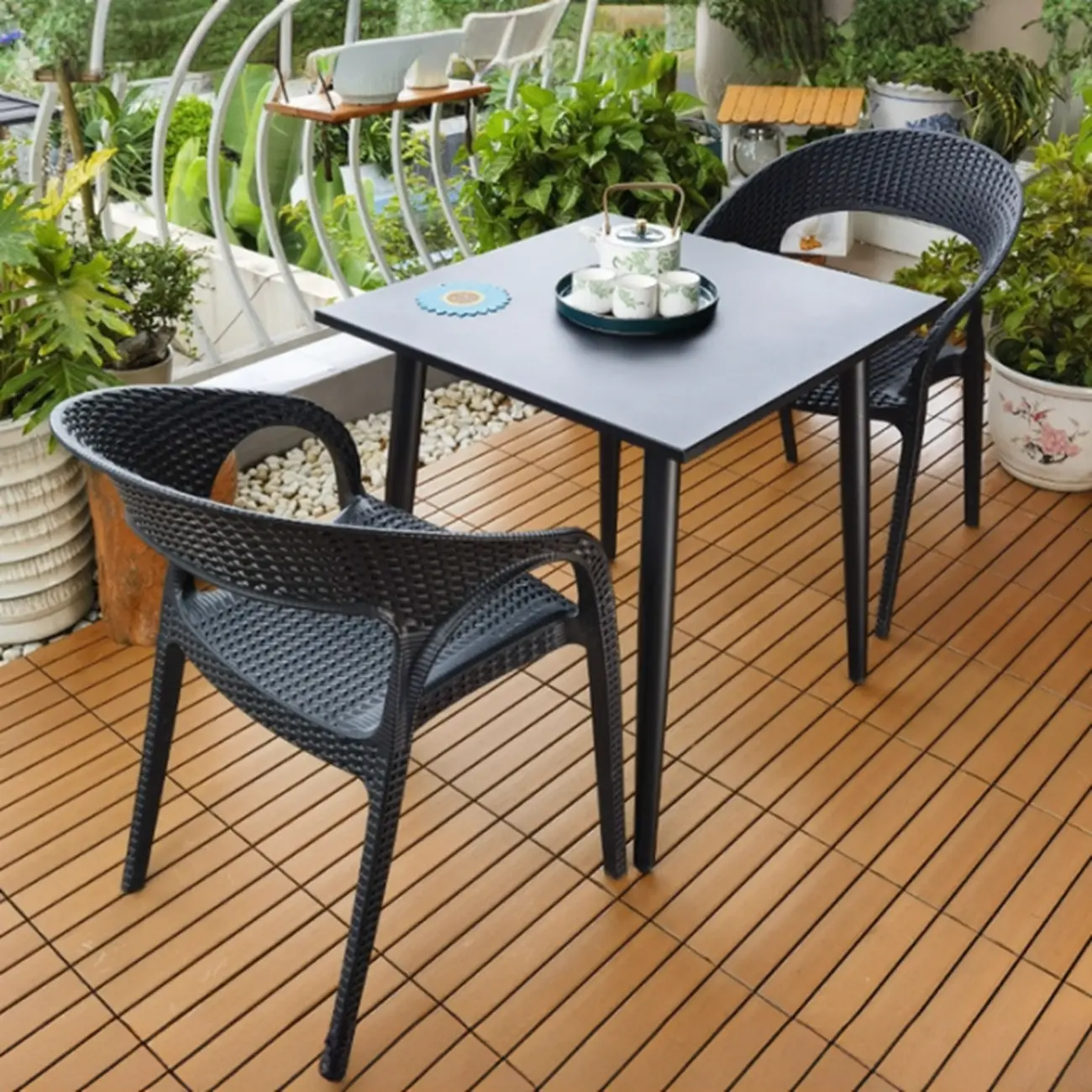 3 Piece Set UV-proof Metal Outdoor Dining Set Image - 5 | homeyfad